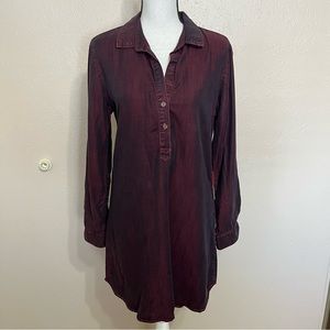 Bella Dahl Anthropologie Red Black Tunic Shirt Dress Womens Size Small